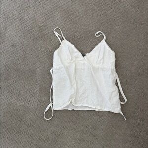 Brandy Melville White Ruched Back Tie Camisole